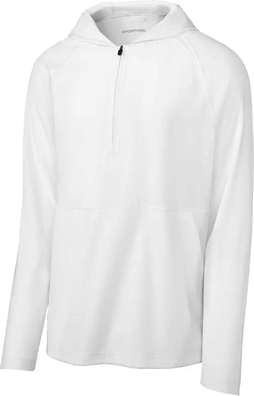 Sport Tek Jst488 Repeat 1/2 Zip Long Sleeve Hooded Jacket White