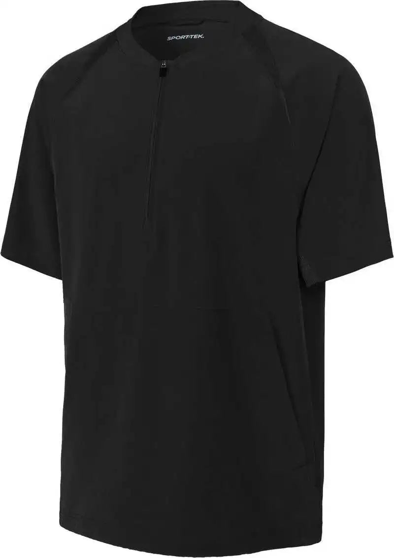 Sport Tek Jst489 Repeat 1/2 Zip Short Sleeve Jacket Black