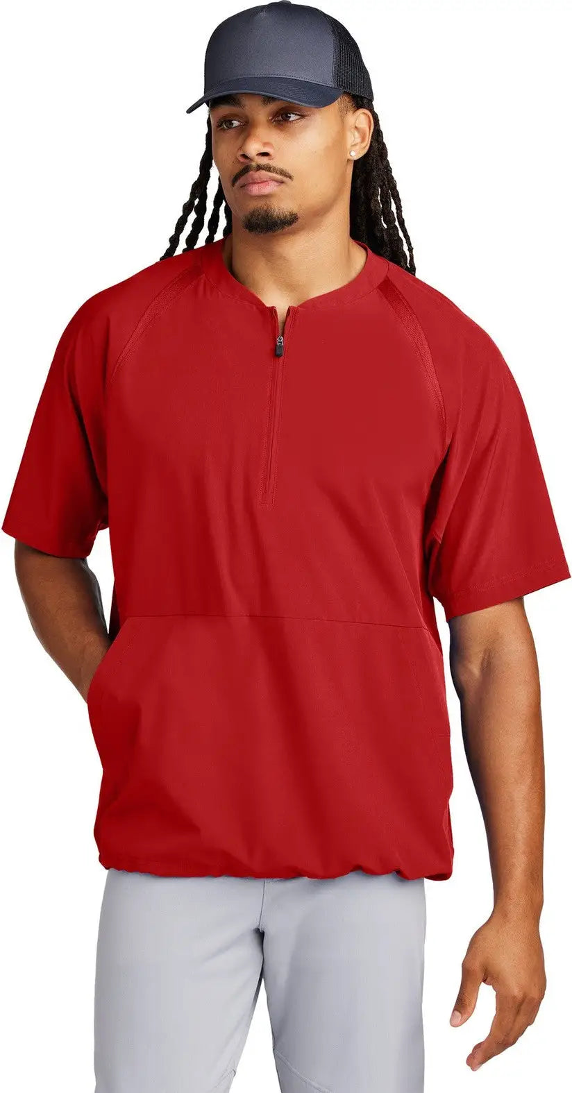 Sport-tek Jst489 Repeat 1/2-zip Short Sleeve Jacket - Deep Red - Adult Xs