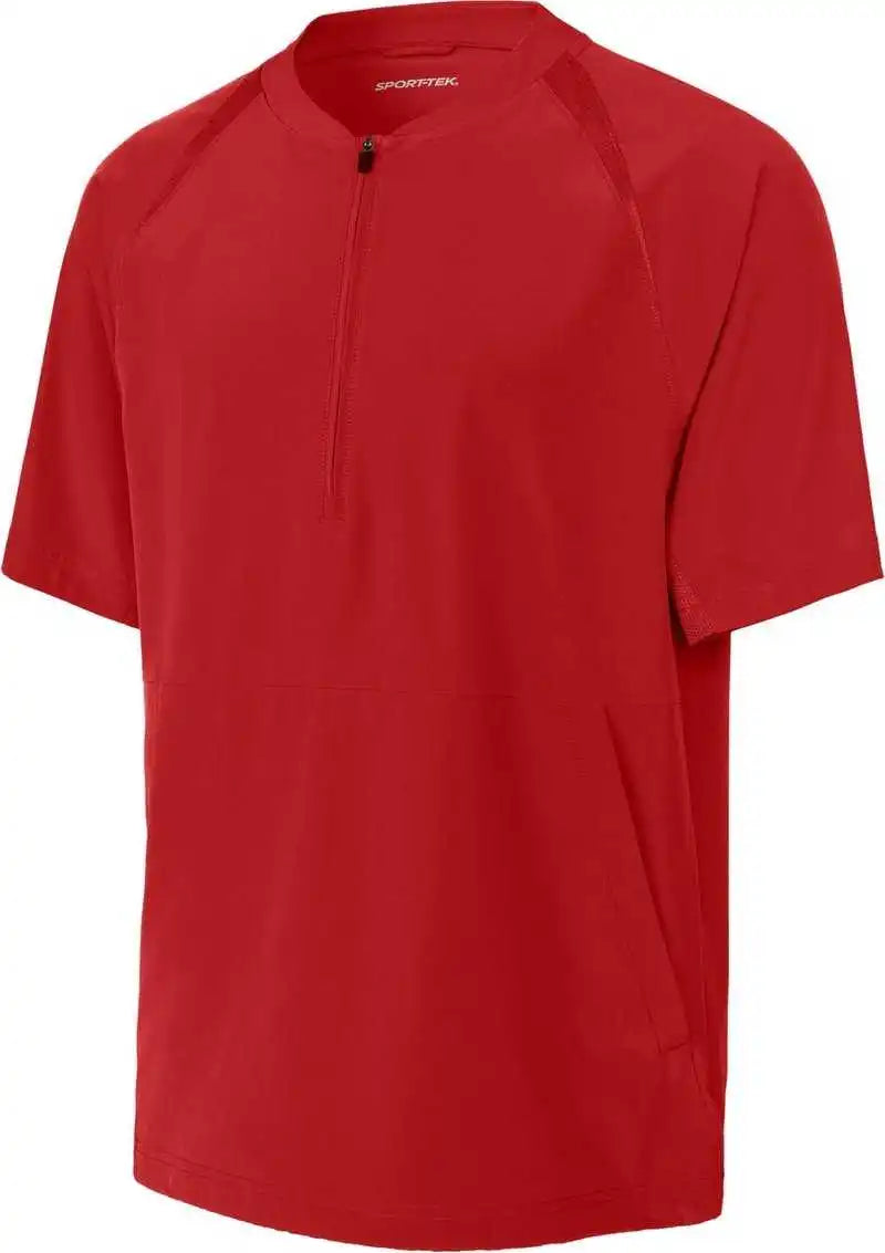 Sport Tek Jst489 Repeat 1/2 Zip Short Sleeve Jacket Deep Red