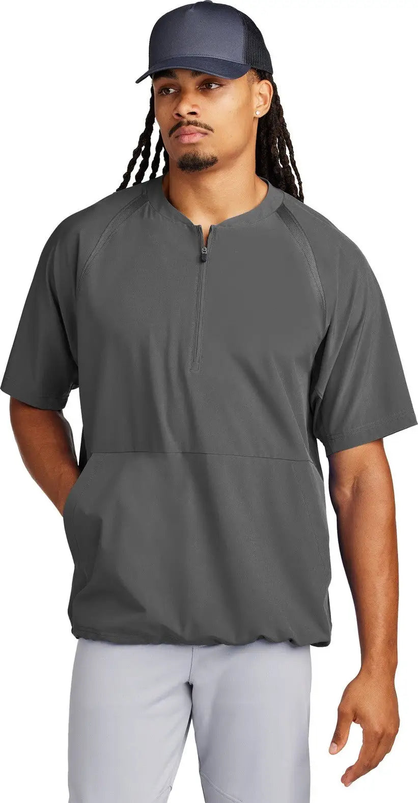 Sport-tek Jst489 Repeat 1/2-zip Short Sleeve Jacket - Iron Gray - Adult Xs