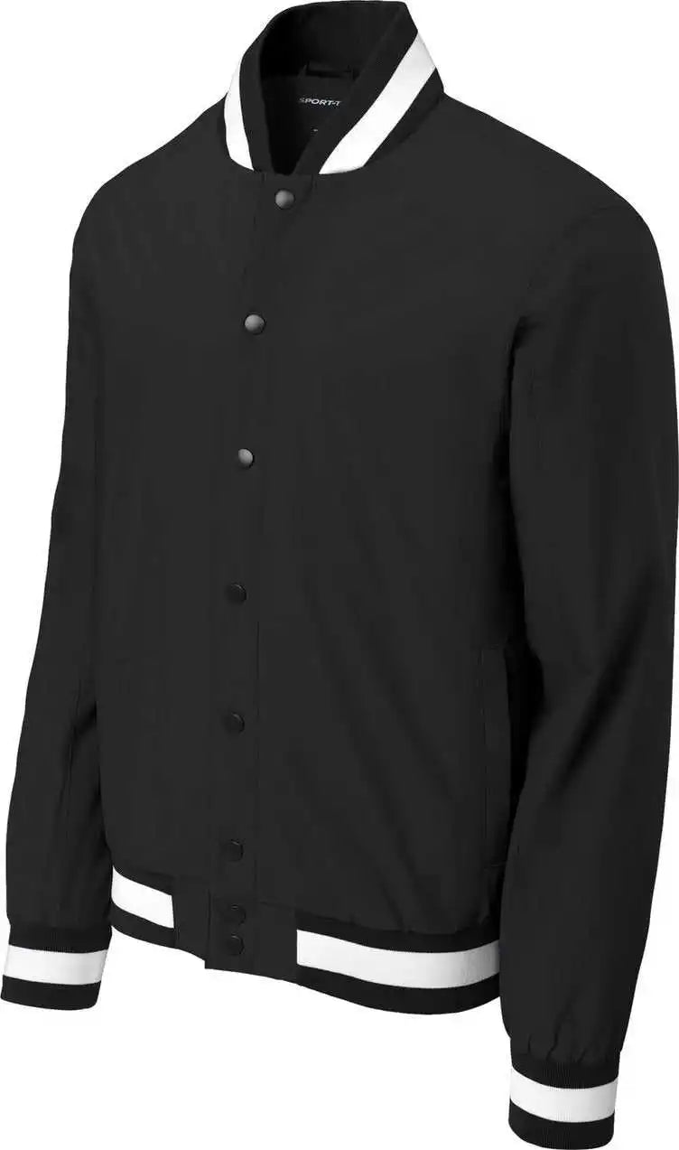 Sport-tek Jst58 Insulated Varsity Jacket - Black