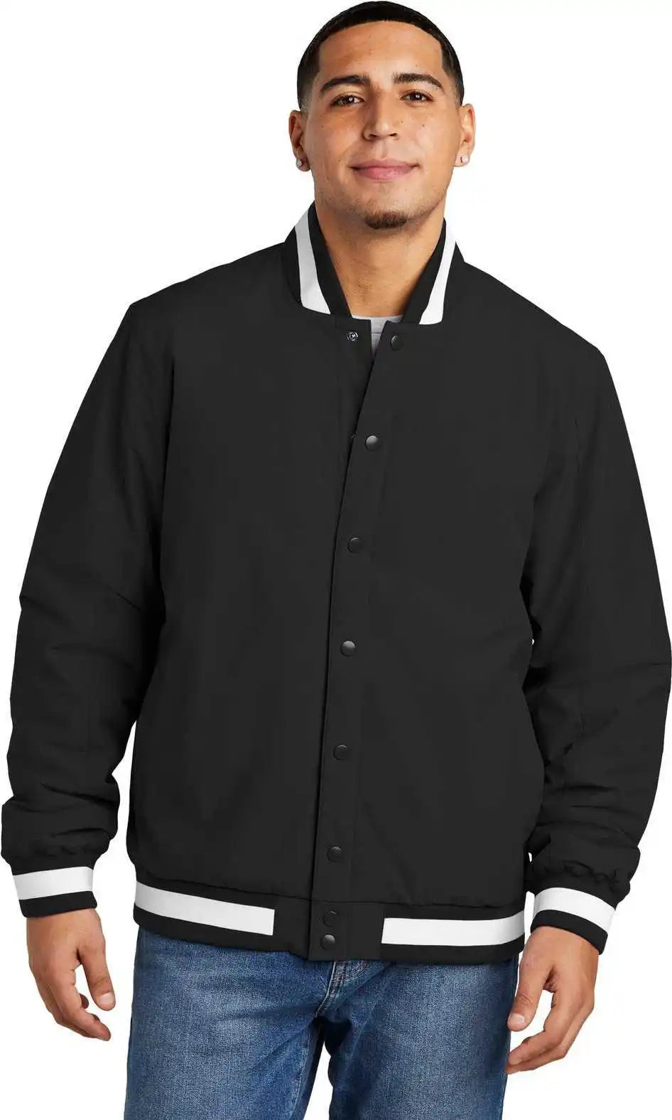 Sport-tek Jst58 Insulated Varsity Jacket - Black