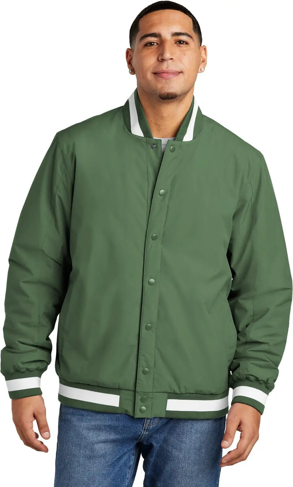 Sport-tek Jst58 Insulated Varsity Jacket - Forest Green - Adult Xs