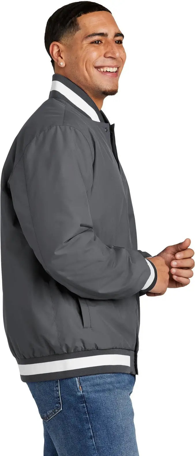 Sport-tek Jst58 Insulated Varsity Jacket - Graphite