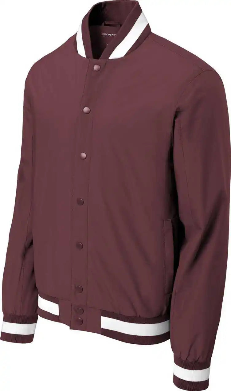 Sport Tek Jst58 Insulated Varsity Jacket Maroon