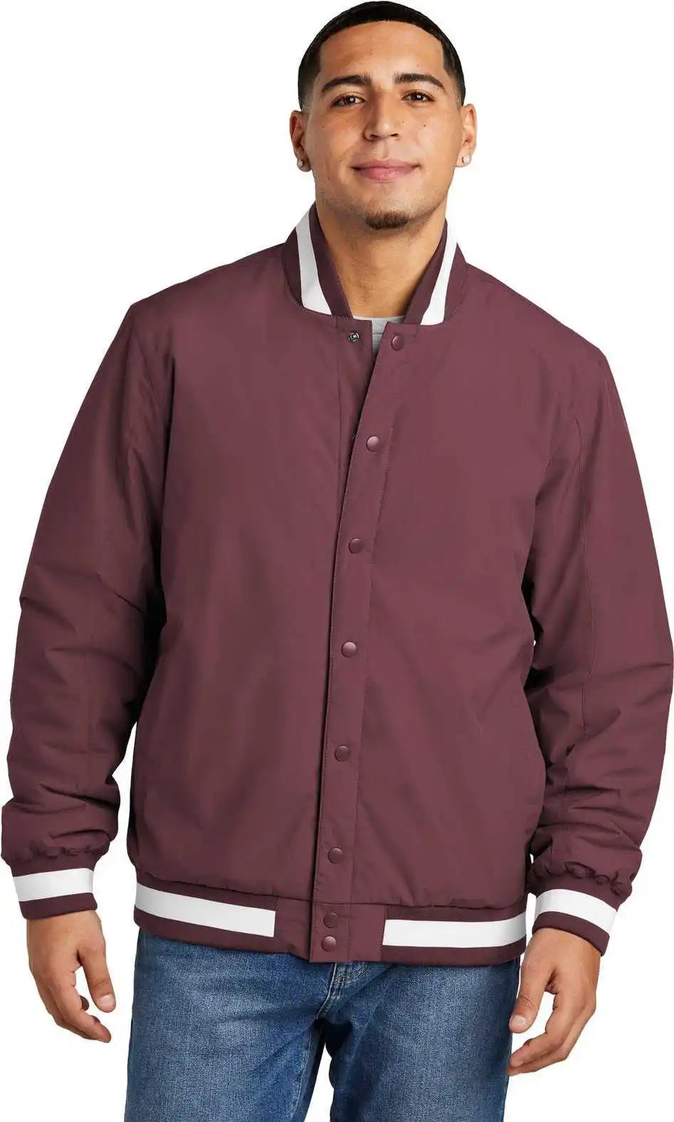 Sport Tek Jst58 Insulated Varsity Jacket Maroon