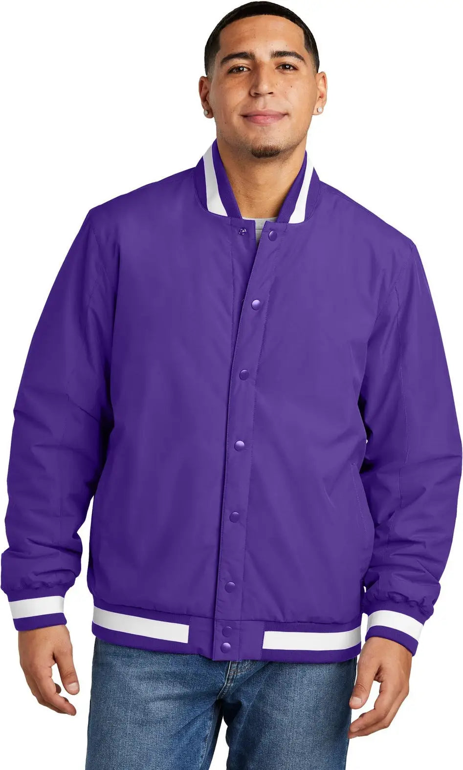Sport-tek Jst58 Insulated Varsity Jacket - Purple - Adult Xs
