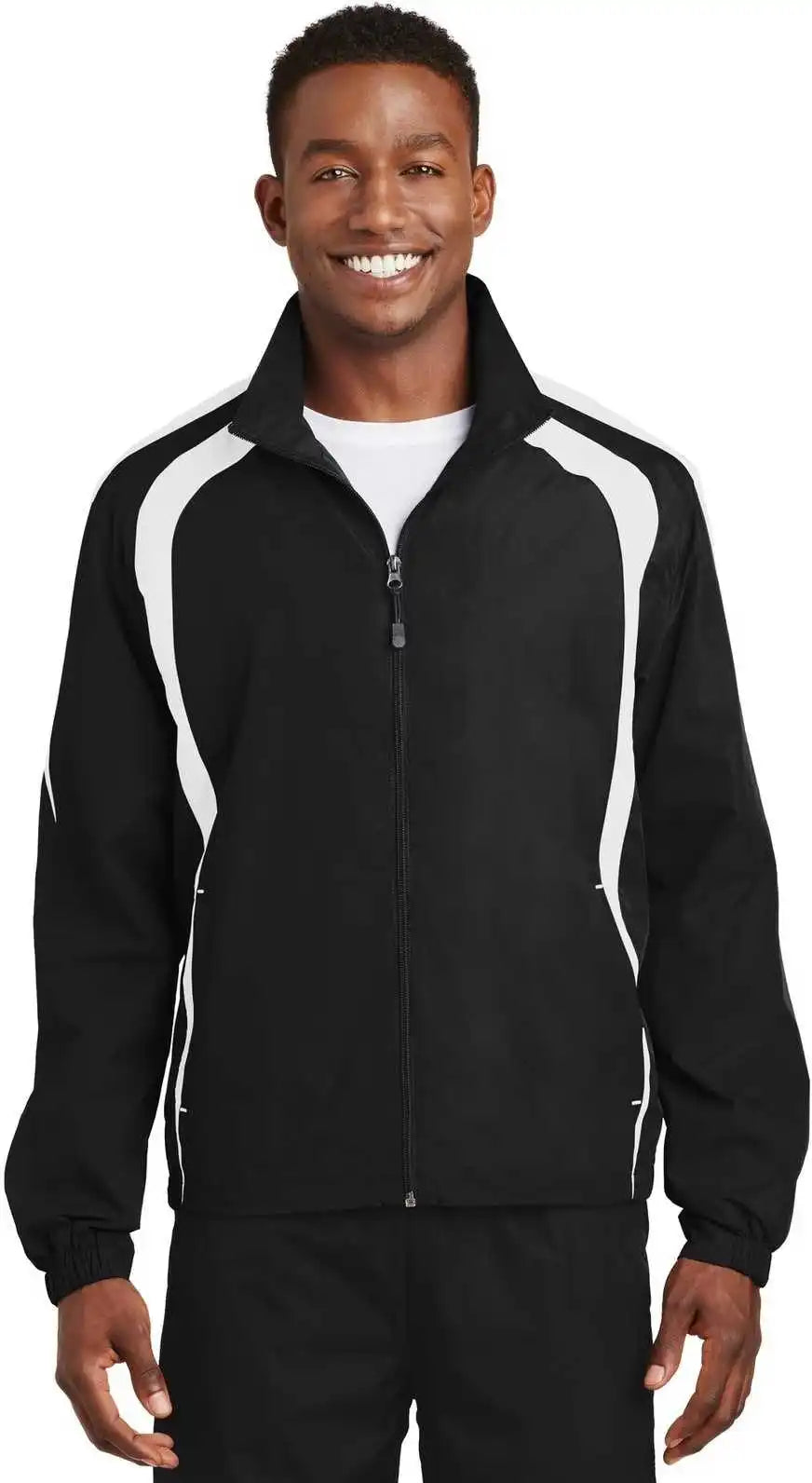 Sport-tek Jst60 Colorblock Raglan Jacket - Black White