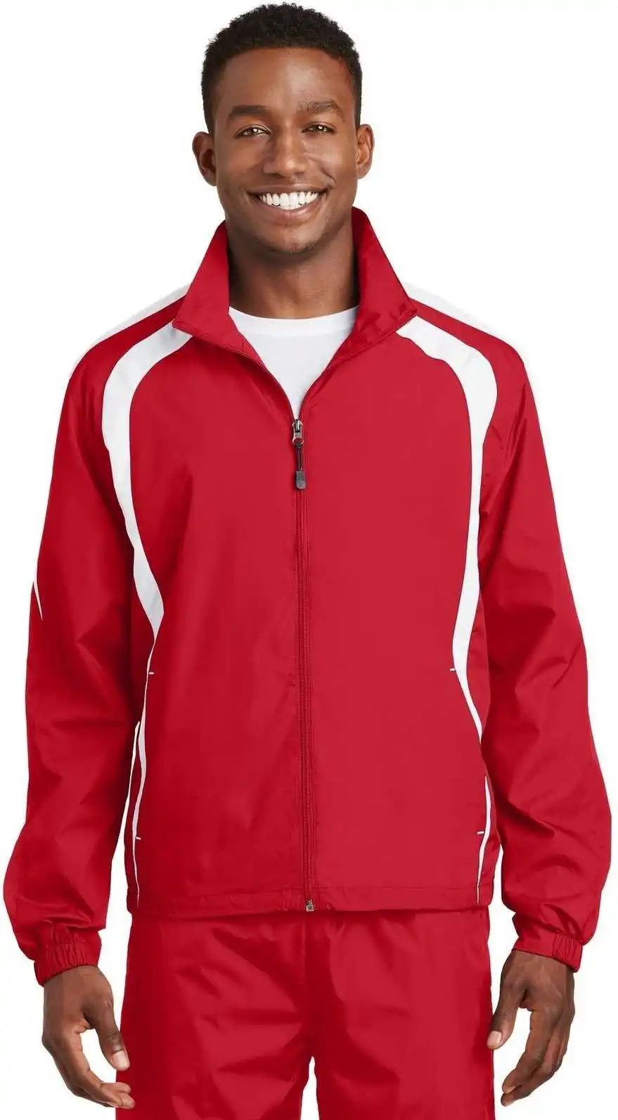 Sport-tek Jst60 Colorblock Raglan Jacket - True Red White