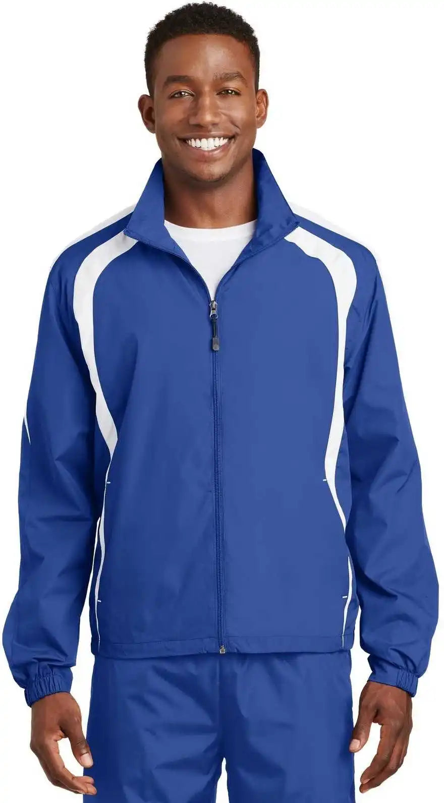Sport Tek Jst60 Colorblock Raglan Jacket True Royal White