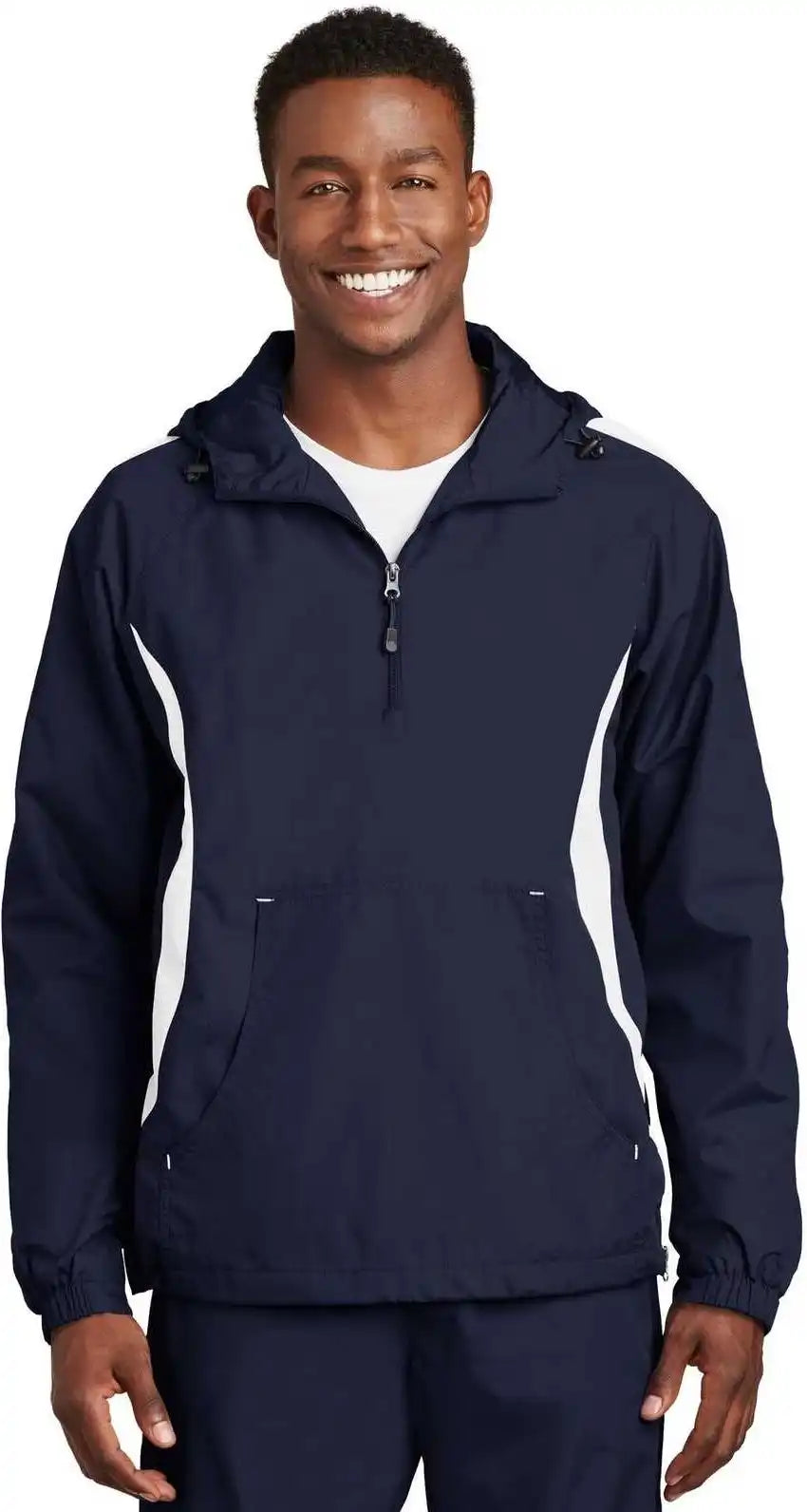 Sport-tek Jst63 Colorblock Raglan Anorak - True Navy White