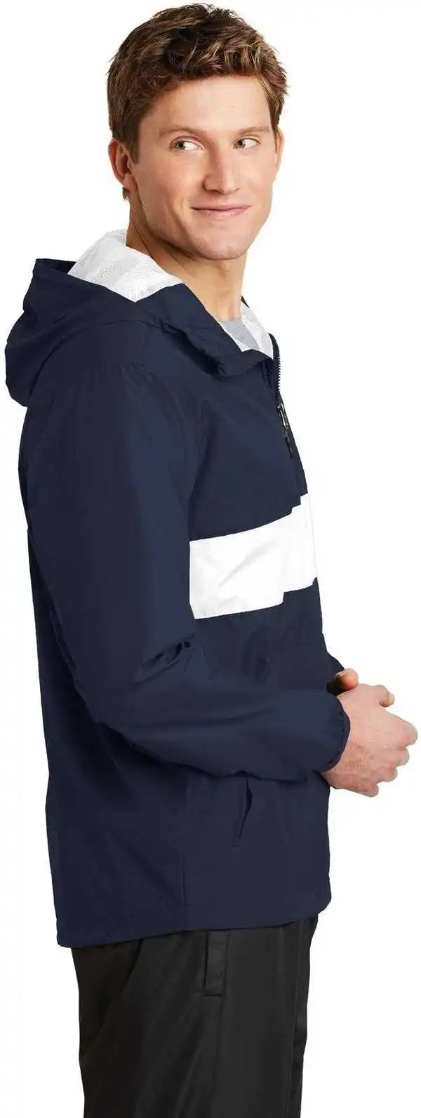 Sport-tek Jst65 Zipped Pocket Anorak - True Navy White