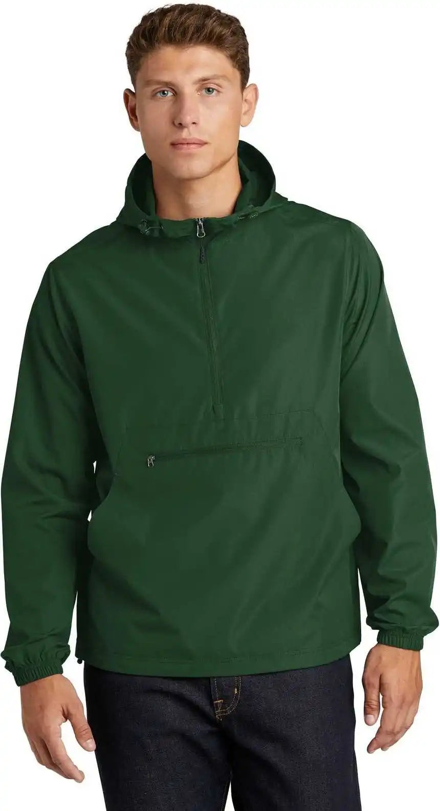 Sport-tek Jst66 Packable Anorak - Forest Green
