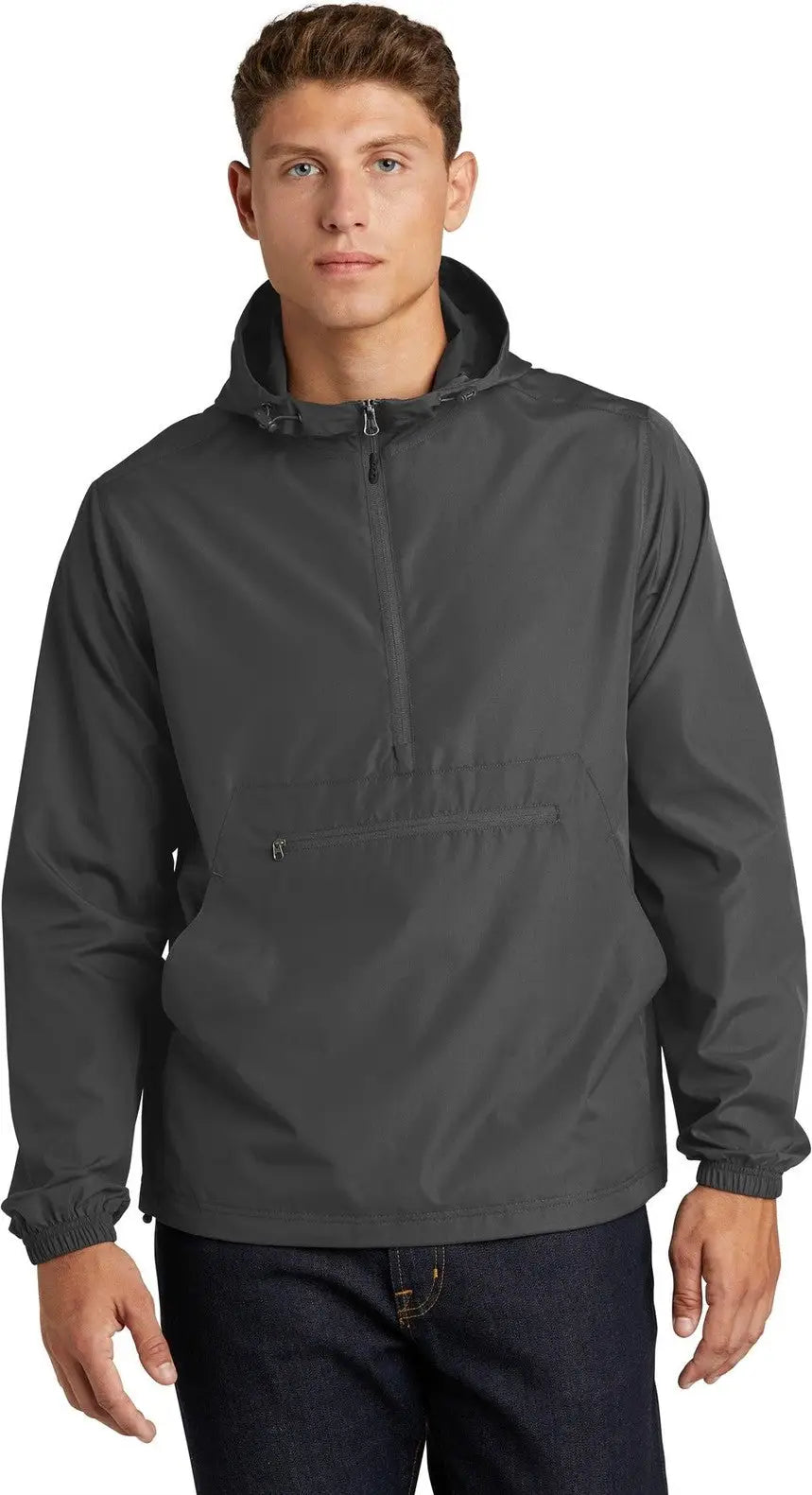 Sport-tek Jst66 Packable Anorak - Graphite - Adult Xs