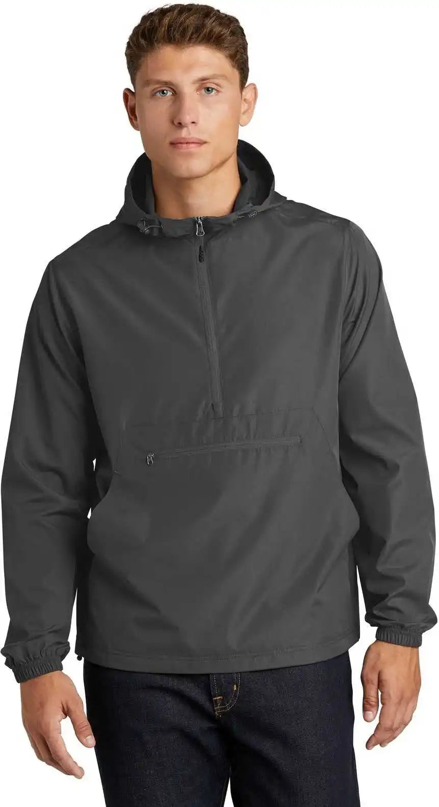 Sport-tek Jst66 Packable Anorak - Graphite