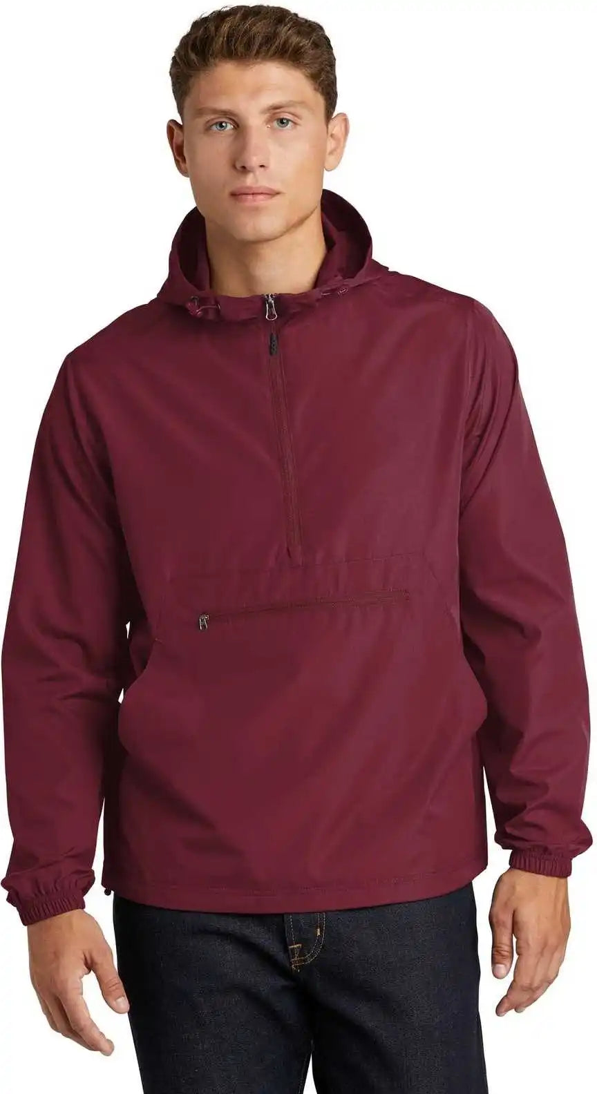 Sport-tek Jst66 Packable Anorak - Maroon