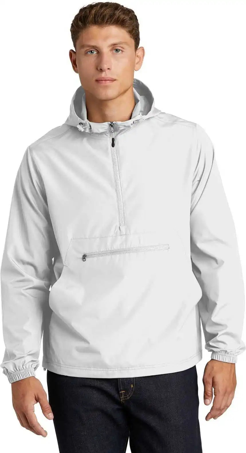 Sport Tek Jst66 Packable Anorak White