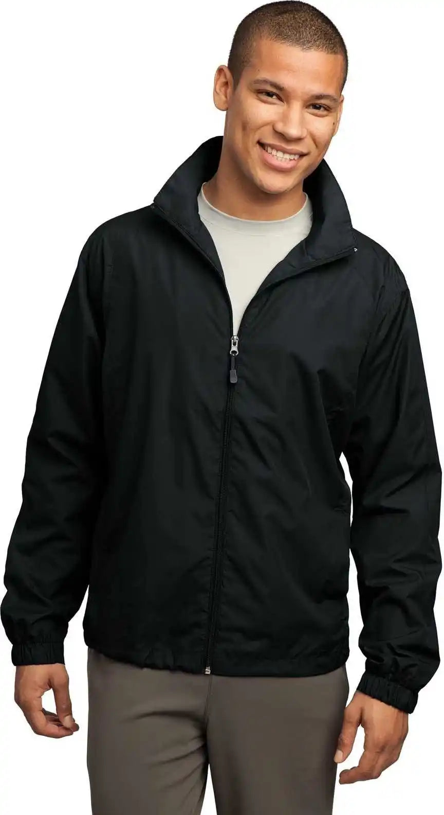 Sport Tek Jst70 Full Zip Wind Jacket Black