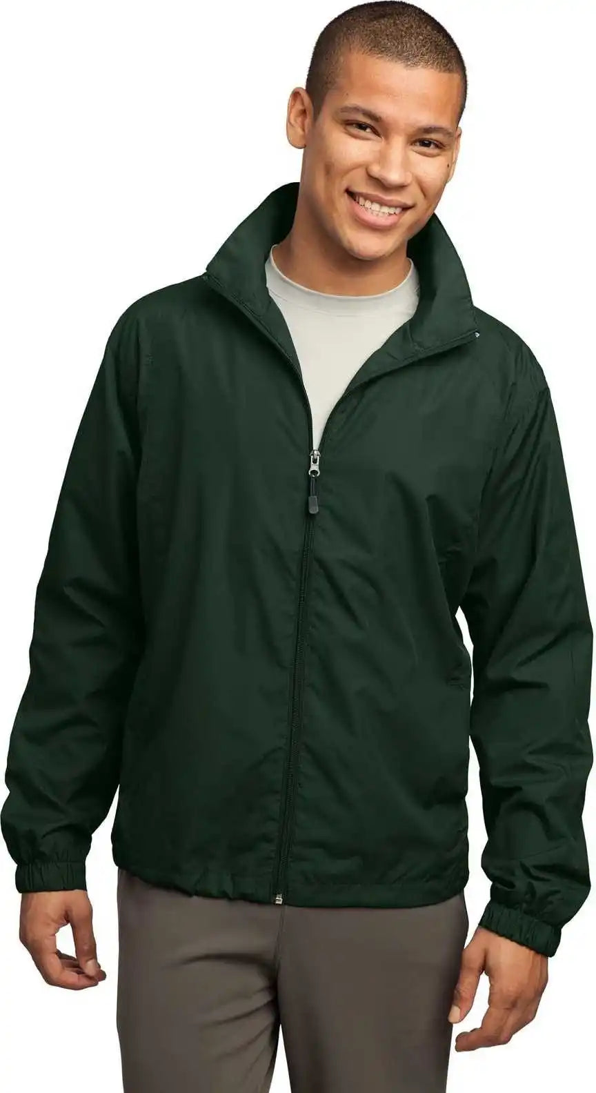 Sport Tek Jst70 Full Zip Wind Jacket Forest Green