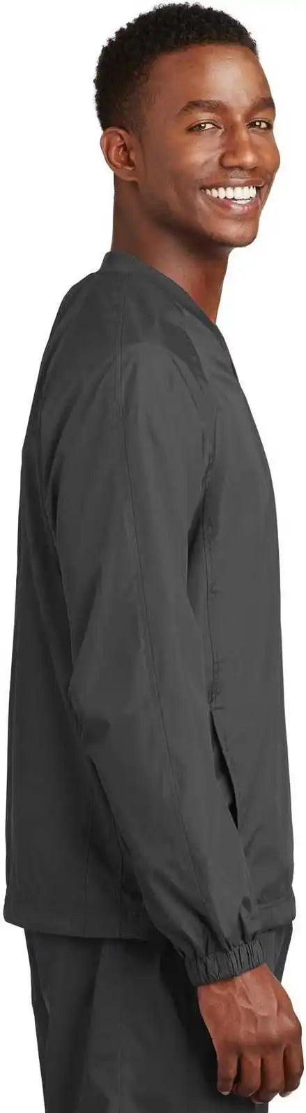 Sport Tek Jst72 v Neck Raglan Wind Shirt Graphite