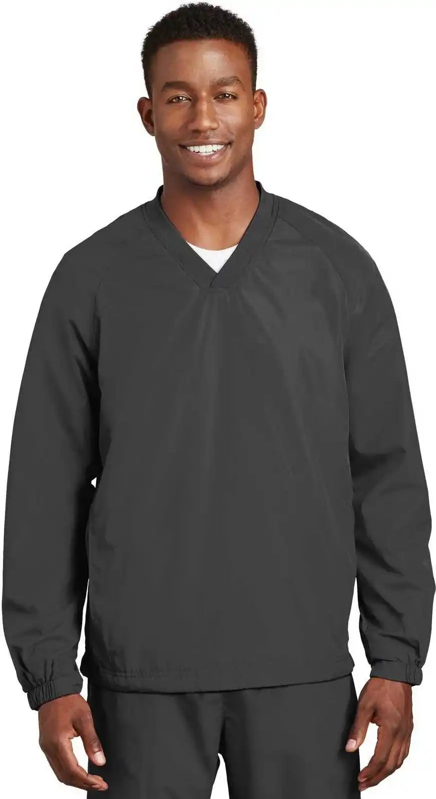 Sport Tek Jst72 v Neck Raglan Wind Shirt Graphite