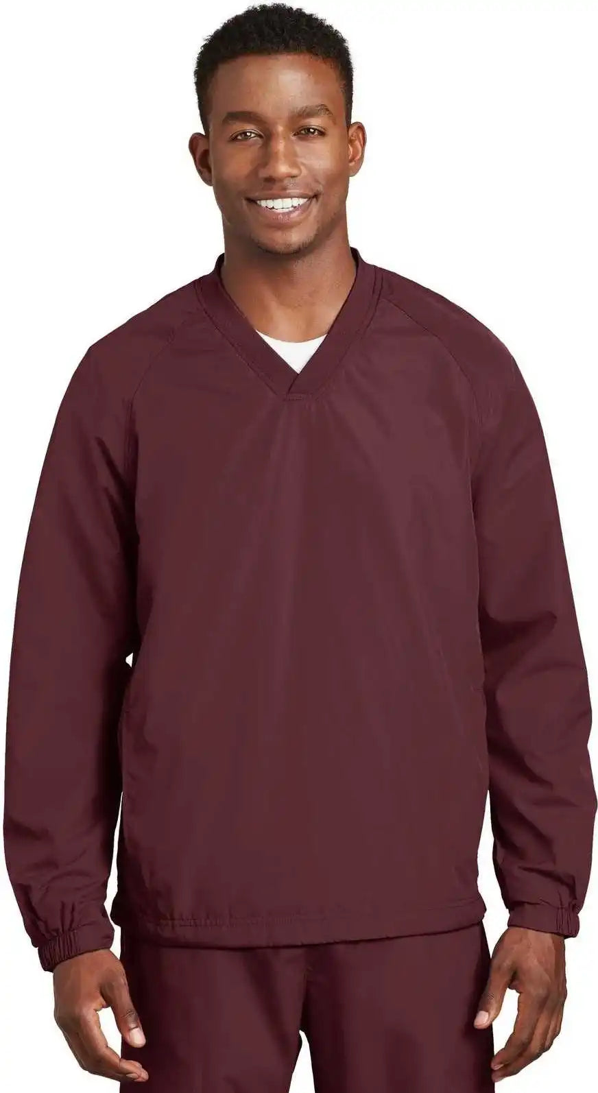 Sport-tek Jst72 V-neck Raglan Wind Shirt - Maroon