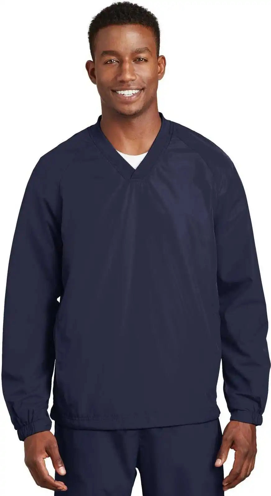 Sport Tek Jst72 v Neck Raglan Wind Shirt True Navy