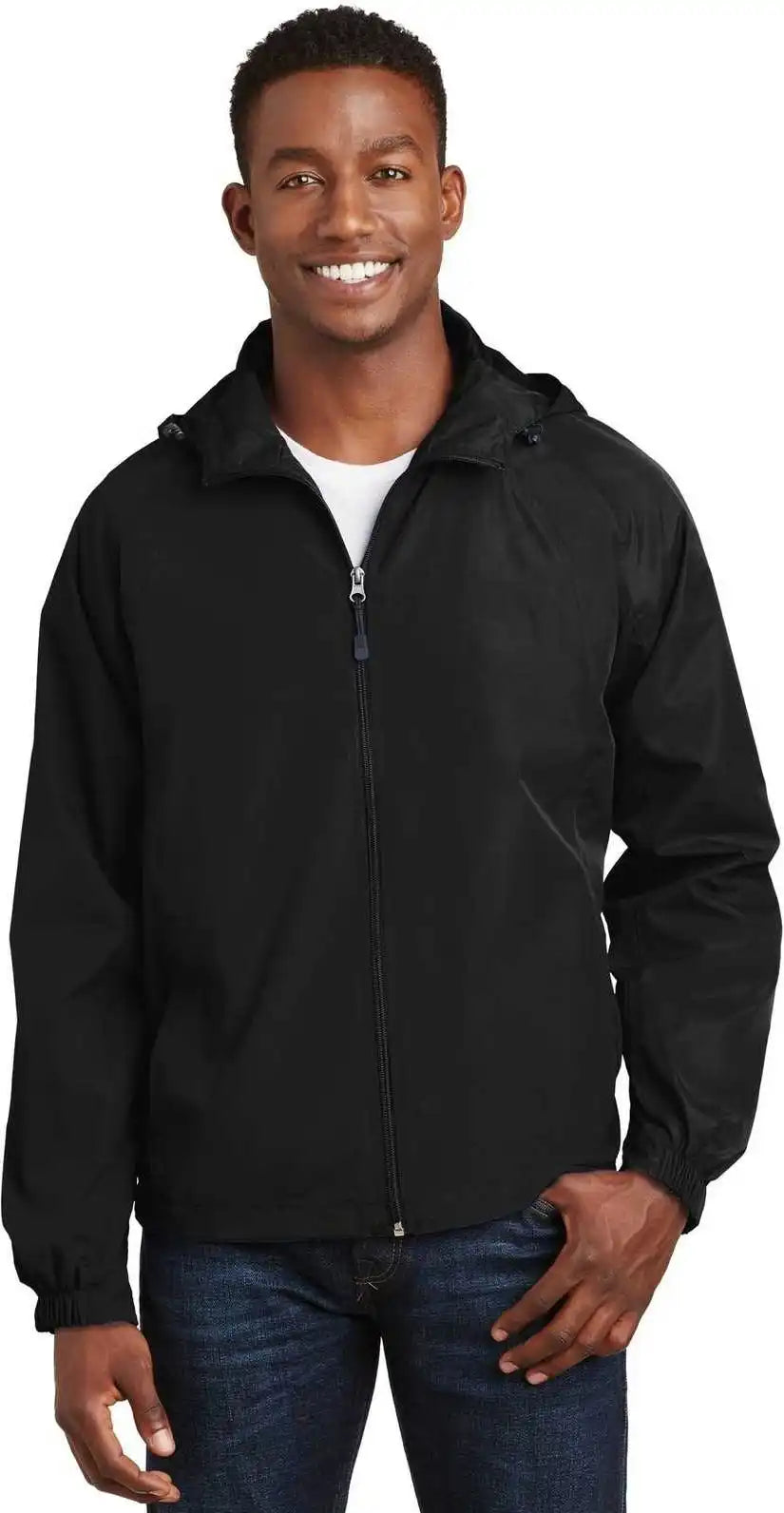 Sport-tek Jst73 Hooded Raglan Jacket - Black