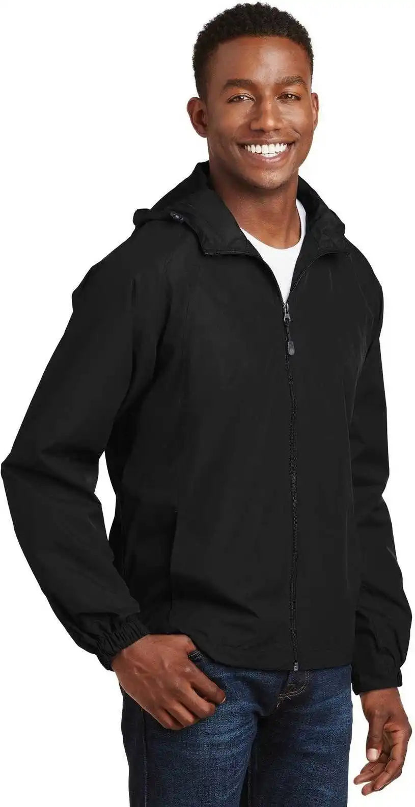 Sport-tek Jst73 Hooded Raglan Jacket - Black
