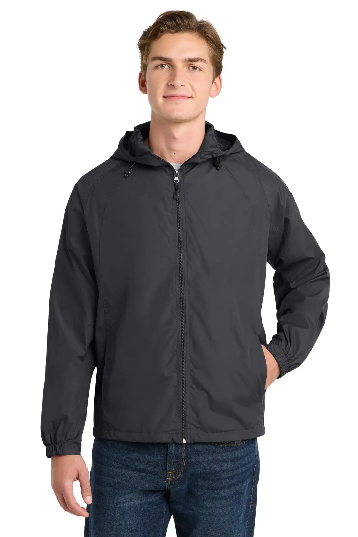 Sport-tek Jst73 Hooded Raglan Jacket - Graphite