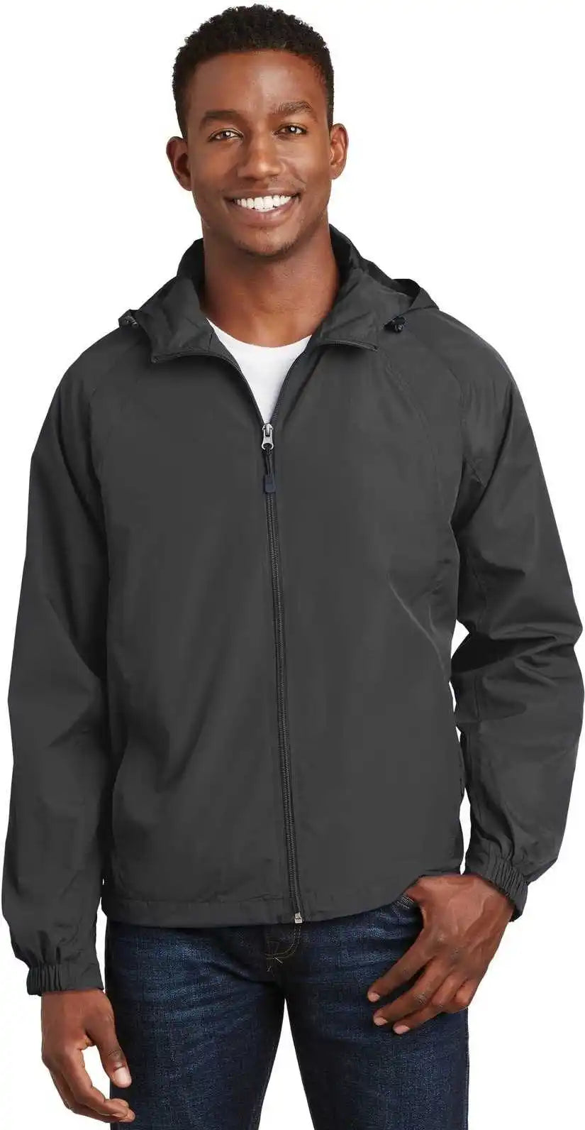 Sport-tek Jst73 Hooded Raglan Jacket - Graphite