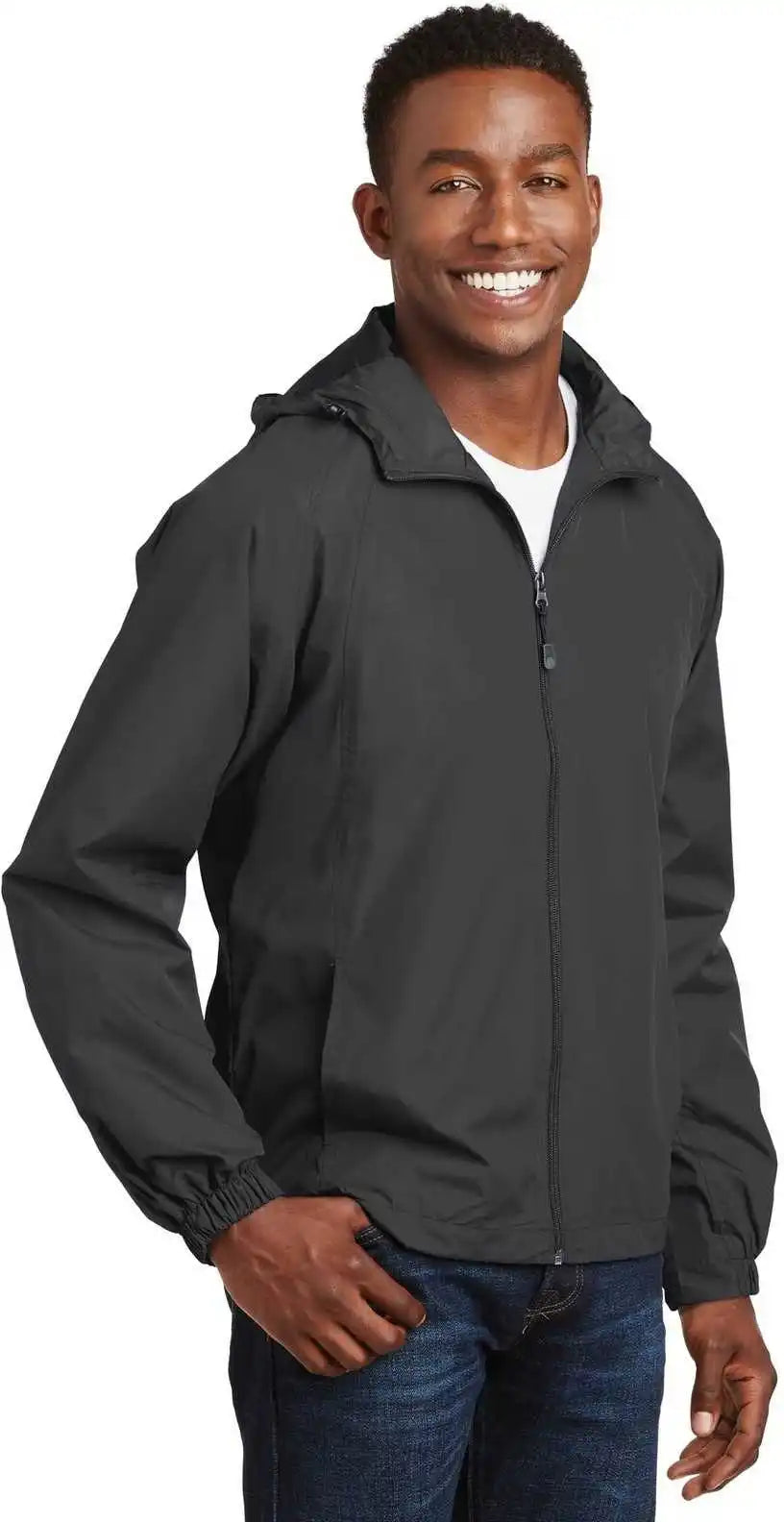 Sport-tek Jst73 Hooded Raglan Jacket - Graphite