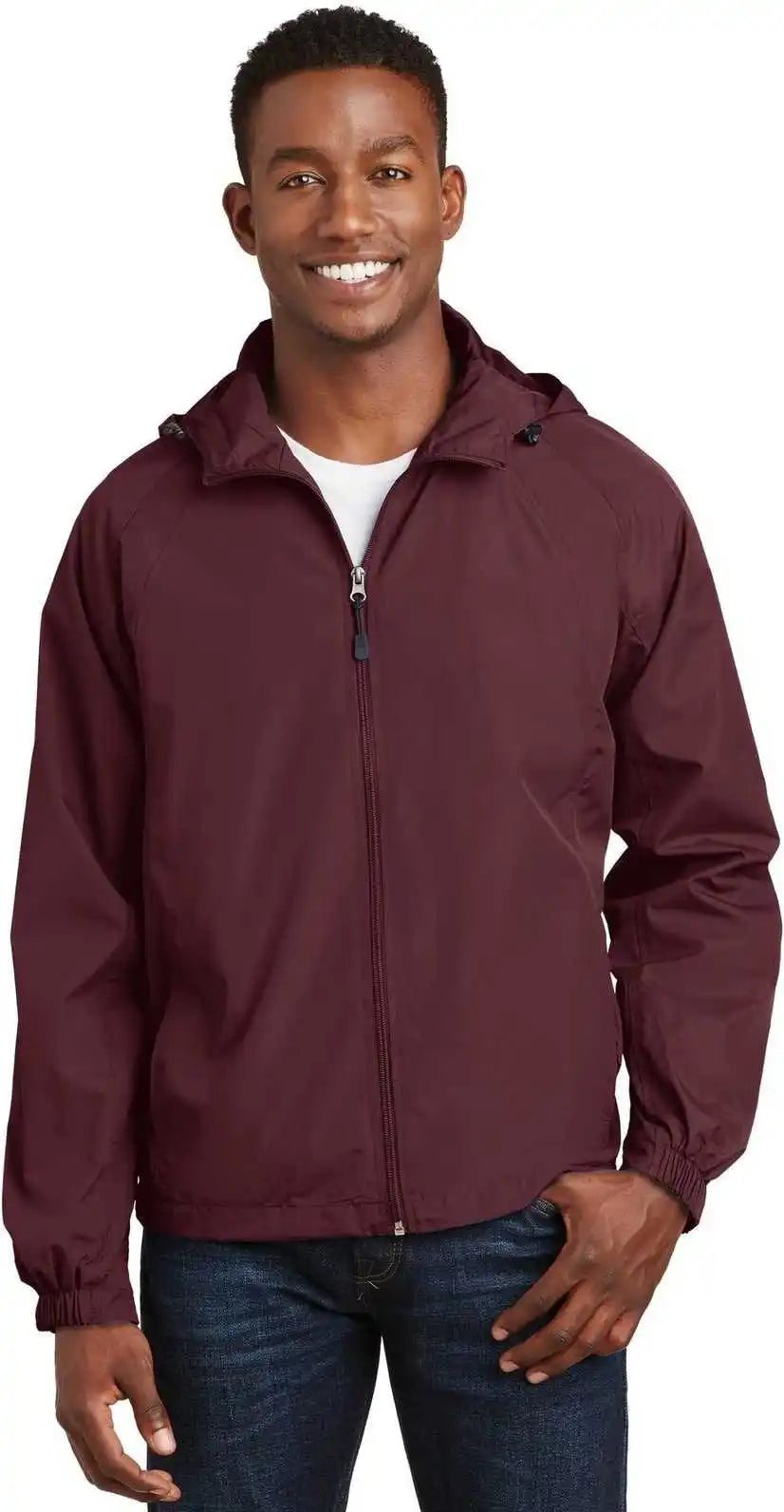 Sport-tek Jst73 Hooded Raglan Jacket - Maroon