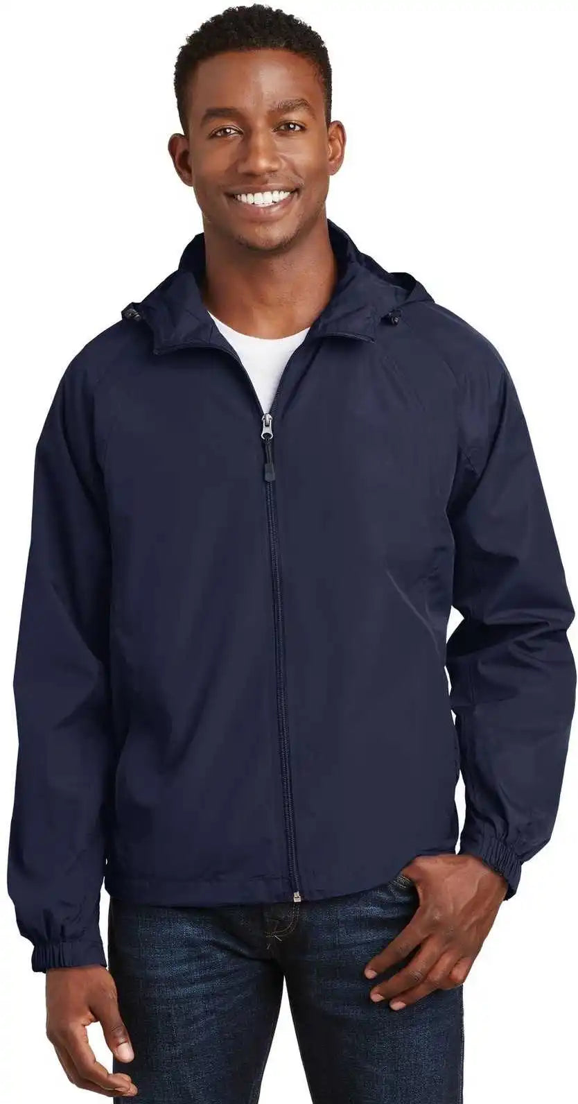 Sport-tek Jst73 Hooded Raglan Jacket - True Navy
