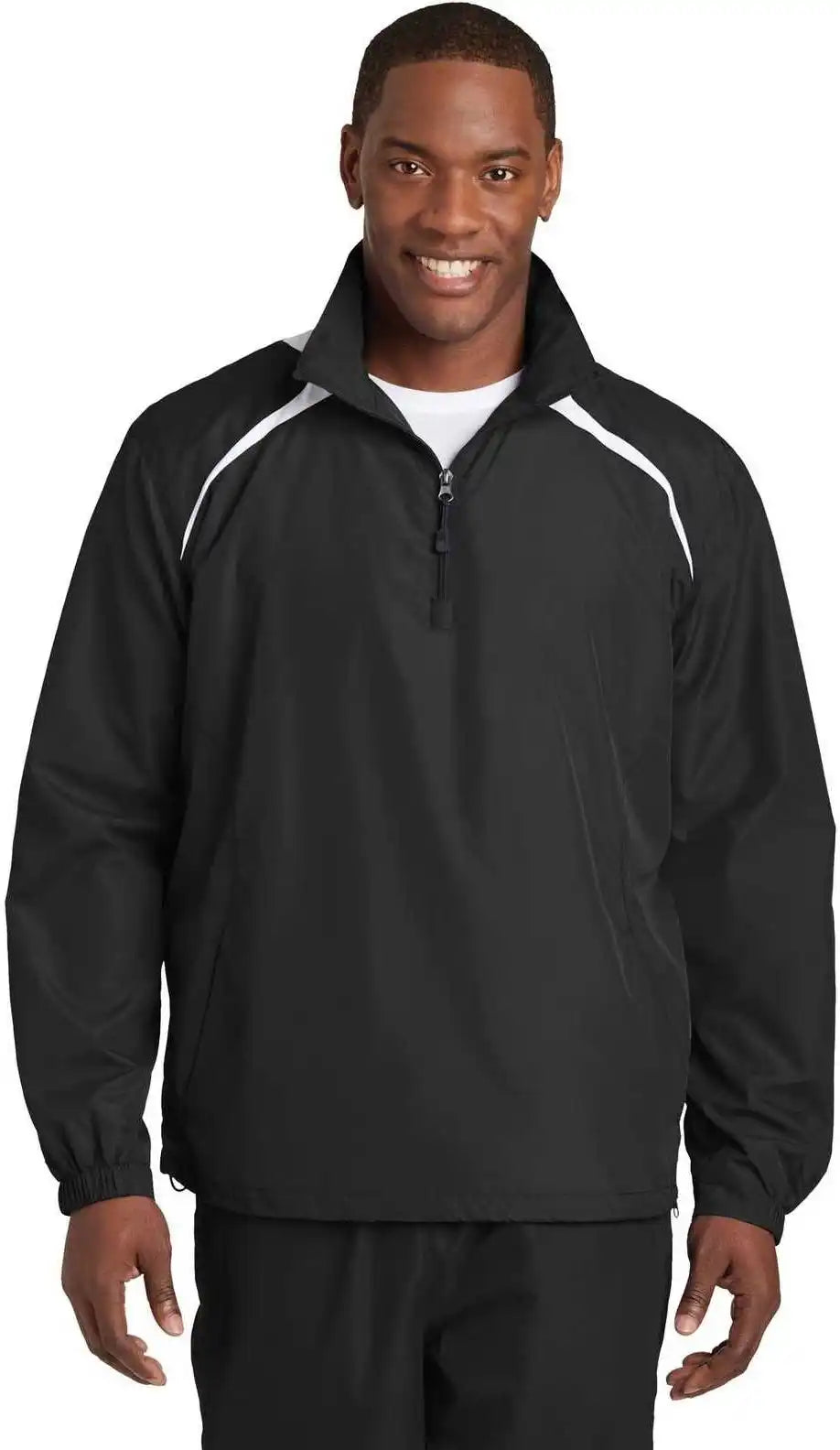 Sport-tek Jst75 1/2-zip Wind Shirt - Black White