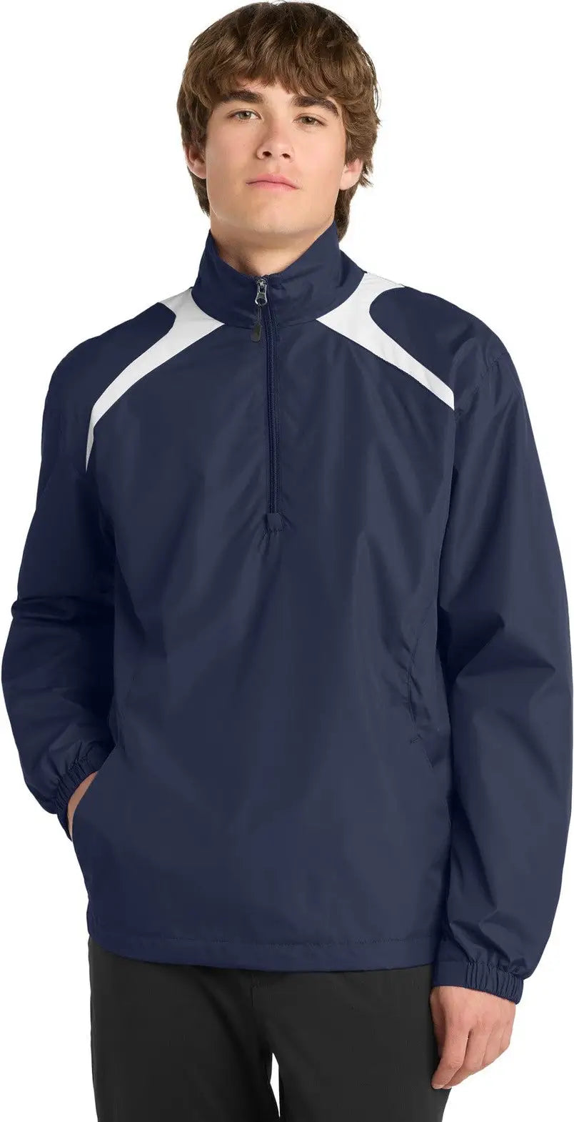 Sport-tek Jst75 1/2-zip Wind Shirt - True Navy White