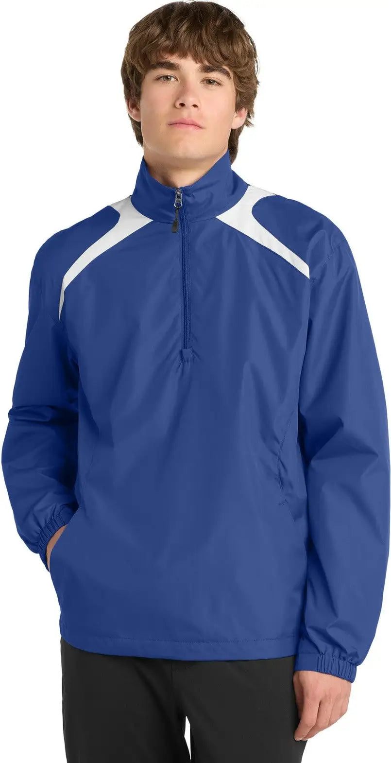 Sport-tek Jst75 1/2-zip Wind Shirt - True Royal White