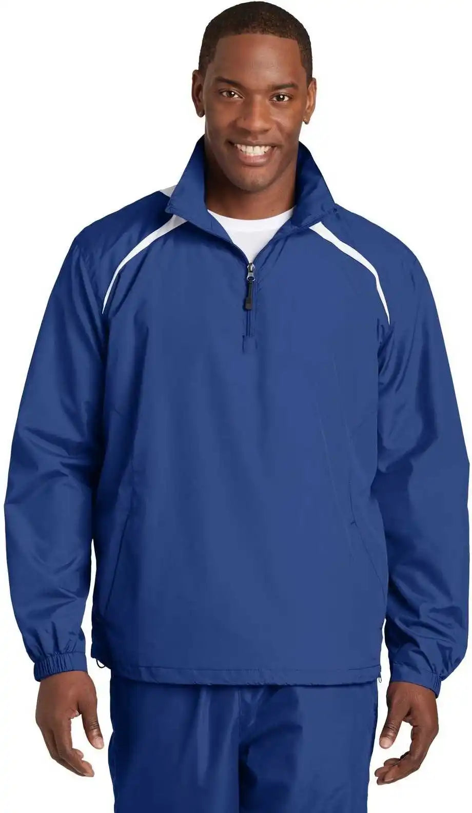 Sport-tek Jst75 1/2-zip Wind Shirt - True Royal White