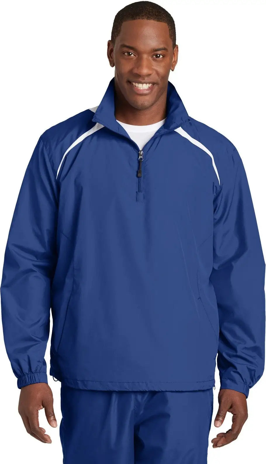 Sport-tek Jst75 1/2-zip Wind Shirt - True Royal White - Royal/ / Adult Xs