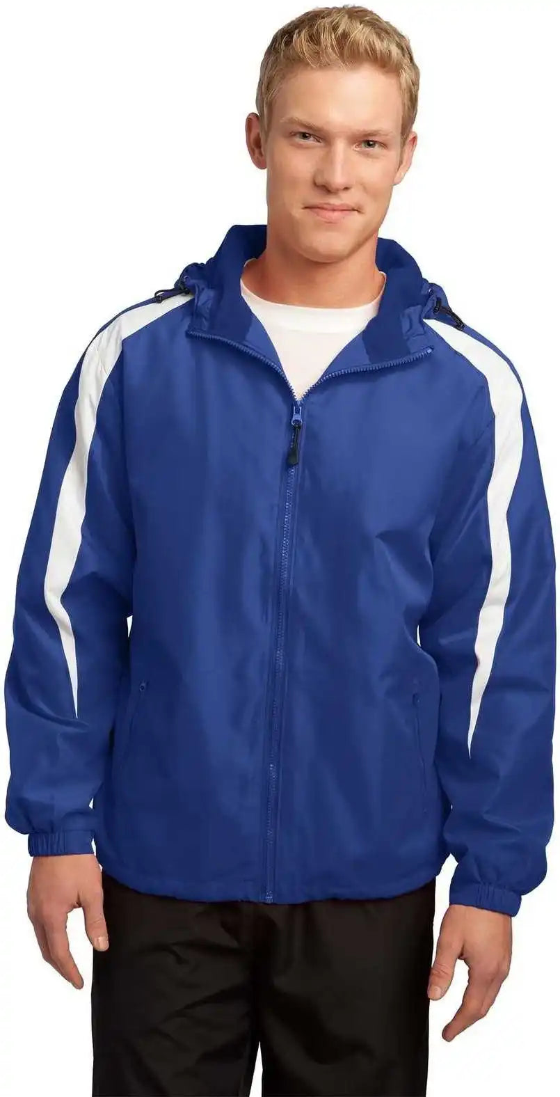 Sport Tek Jst81 Fleece Lined Colorblock Jacket True Royal White