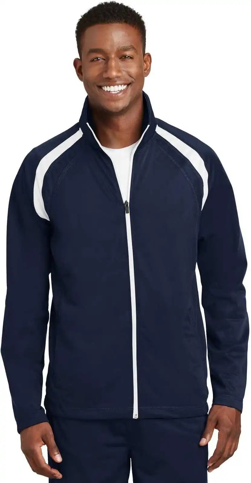 Sport Tek Jst90 Tricot Track Jacket True Navy White