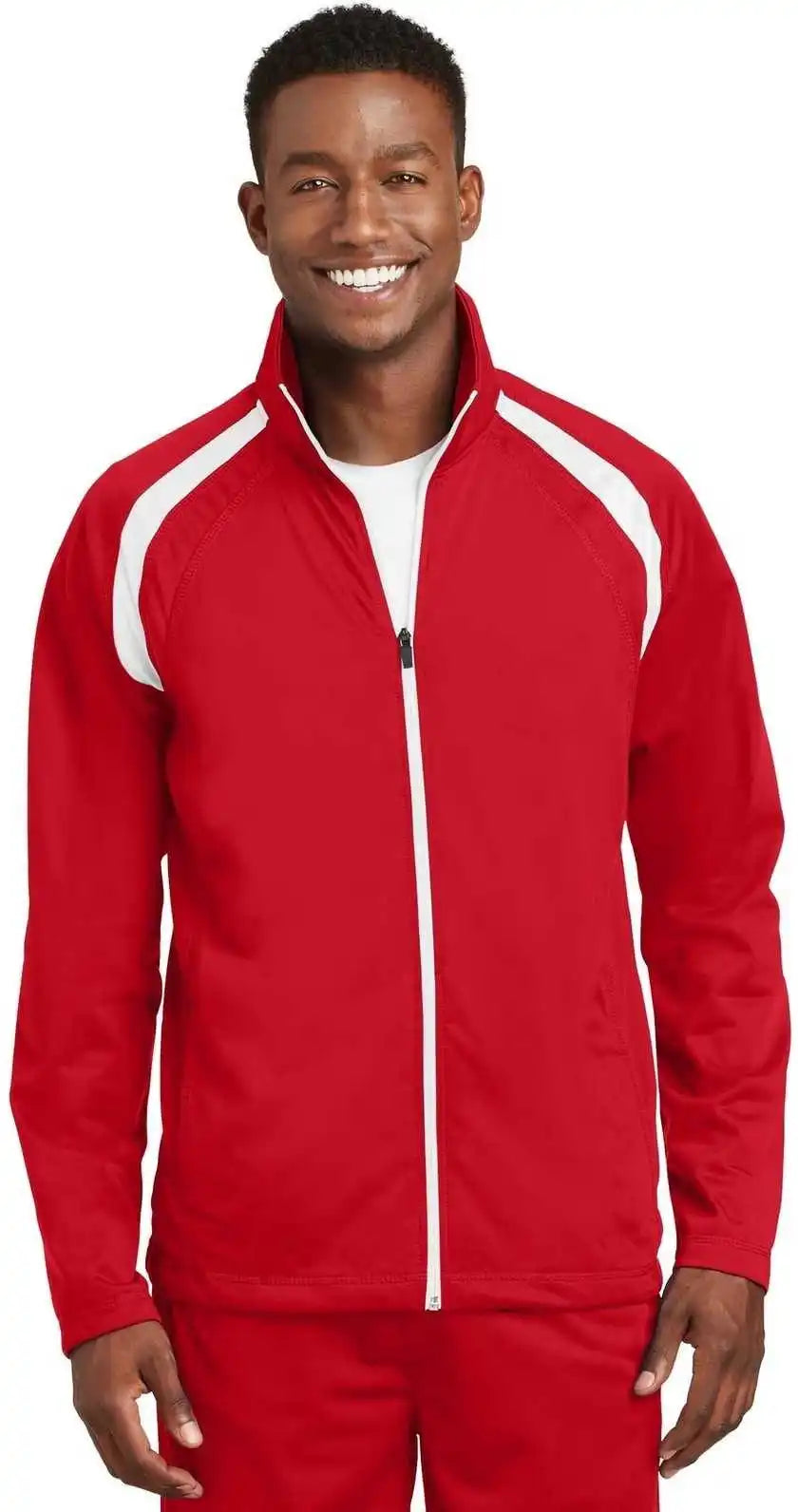 Sport Tek Jst90 Tricot Track Jacket True Red White