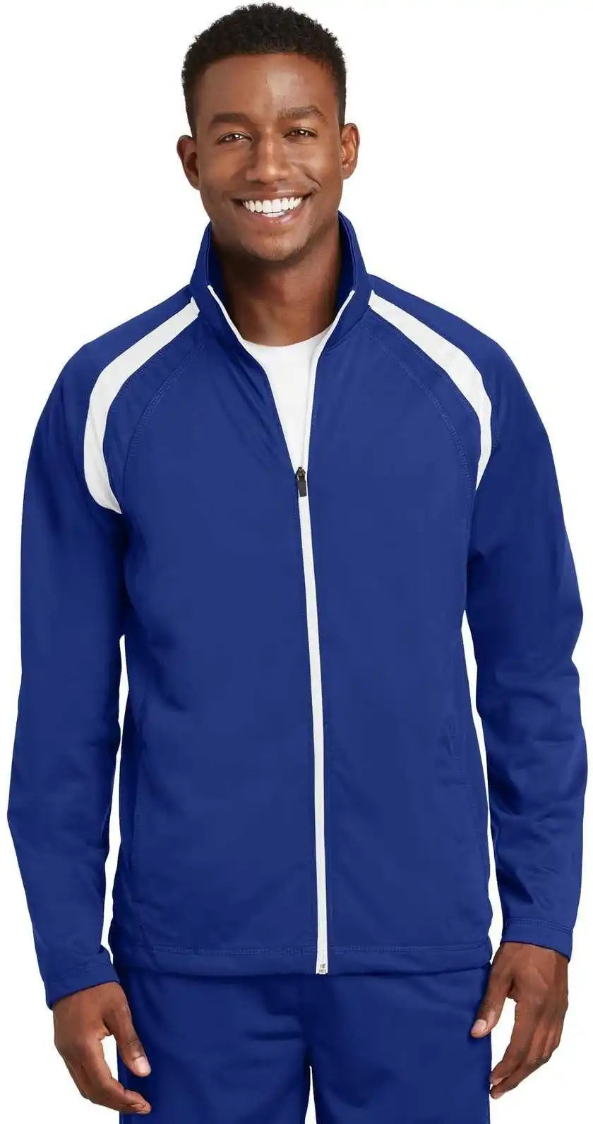 Sport-tek Jst90 Tricot Track Jacket - True Royal White