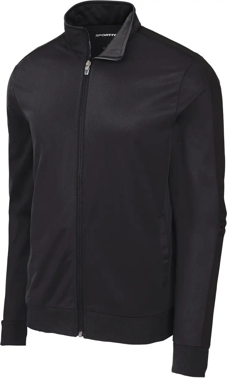 Sport-tek Jst94 Tricot Sleeve Stripe Track Jacket - Black