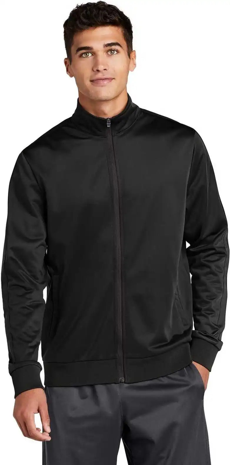 Sport Tek Jst94 Tricot Track Jacket Black