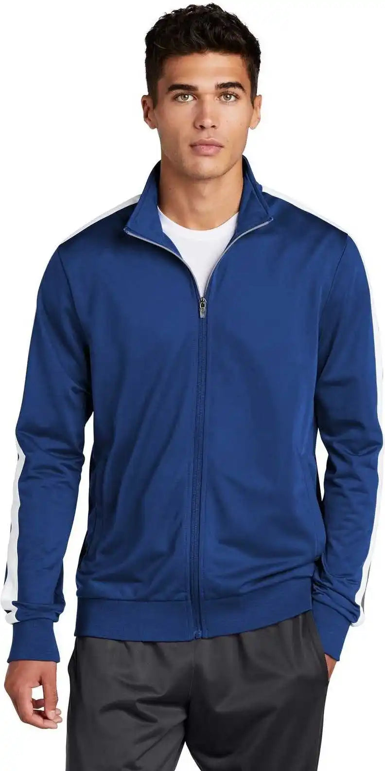 Sport-tek Jst94 Tricot Track Jacket - True Royal White