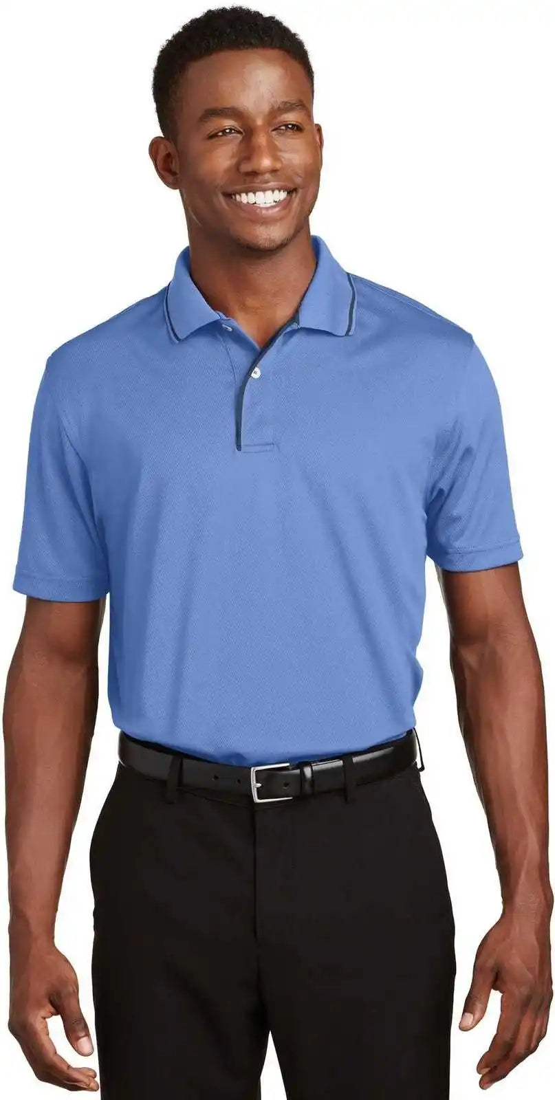 Sport-tek K467 Dri-mesh Polo with Tipped Collar and Piping - Blueberry Navy