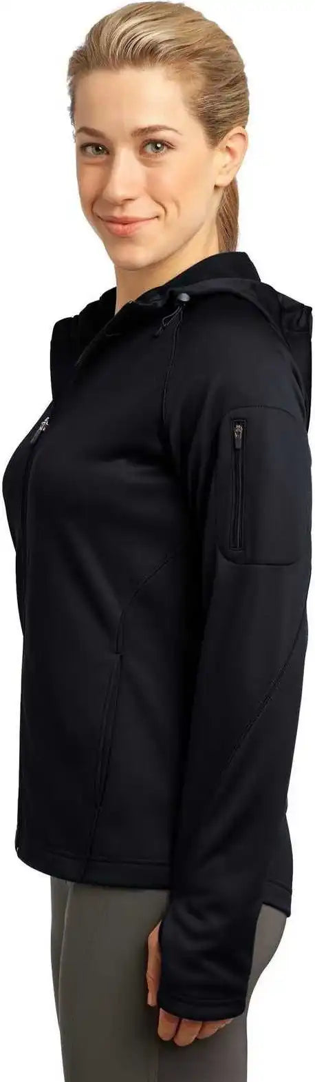 Sport Tek L248 Ladies Tech Fleece Full Zip Hooded Jacket Black