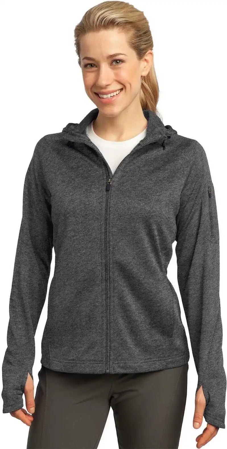 Sport-tek L248 Ladies Tech Fleece Full-zip Hooded Jacket - Graphite Heather